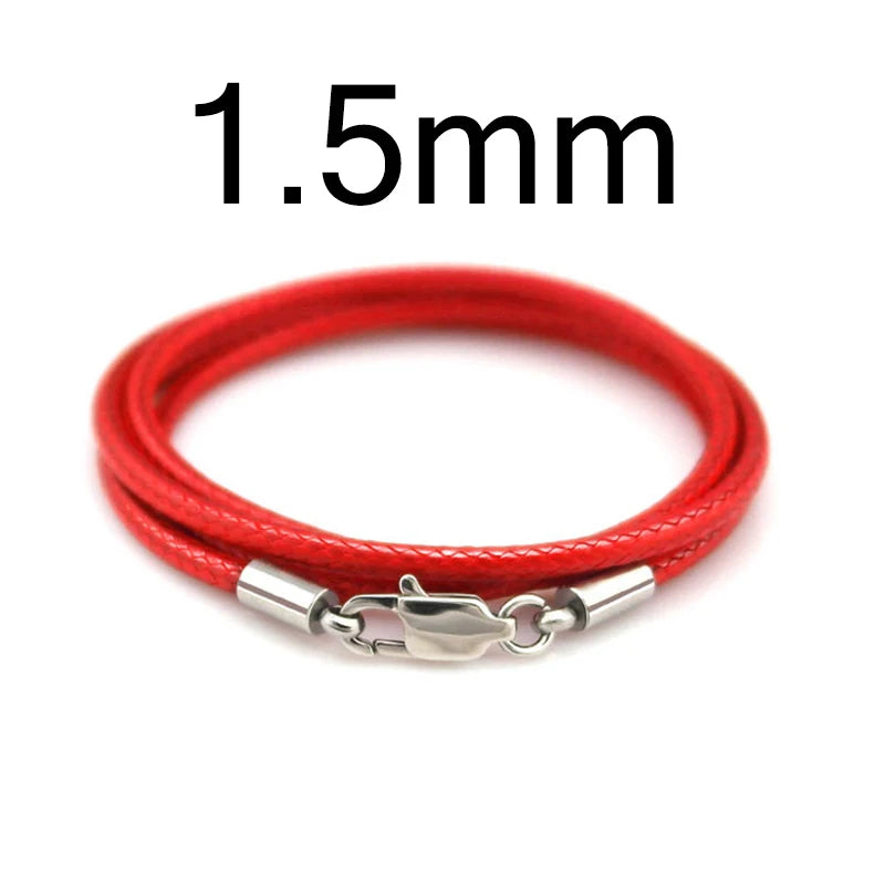 1-3mm Leather Cord Necklace 40-80cm Cord Wax Rope Lace Chain With Stainless Steel Lobster Clasp For DIY Pendant Necklace Jewelry