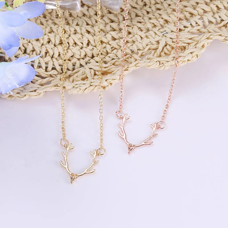 2026 Woozu Vintage Little Antler Deer Head Elk Necklace Cute Pendant Necklace For Mother's Day Gift Charms Choker Jewelry