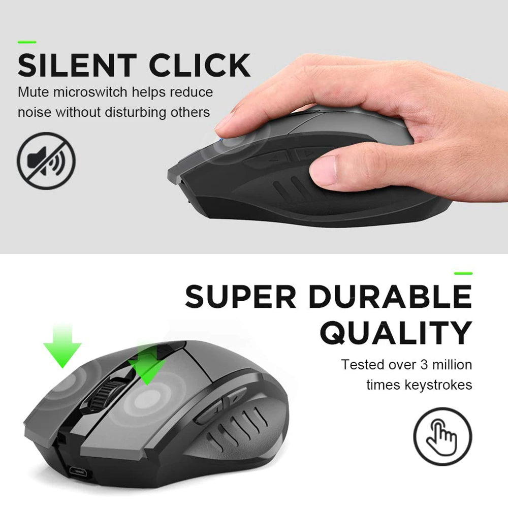 Inphic F1S Rechargeable 2.4G Wireless Mouse Office Mute Ergonomic And Skin-friendly Materials Support PC Laptop Tablet Universal