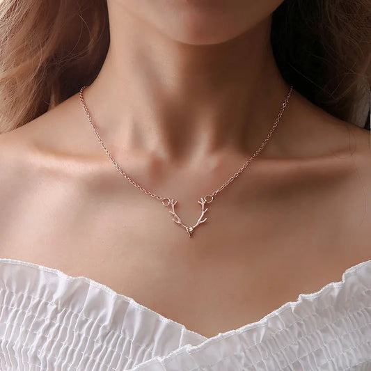 2026 Woozu Vintage Little Antler Deer Head Elk Necklace Cute Pendant Necklace For Mother's Day Gift Charms Choker Jewelry