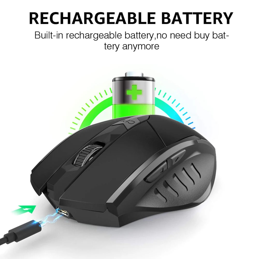 Inphic F1S Rechargeable 2.4G Wireless Mouse Office Mute Ergonomic And Skin-friendly Materials Support PC Laptop Tablet Universal