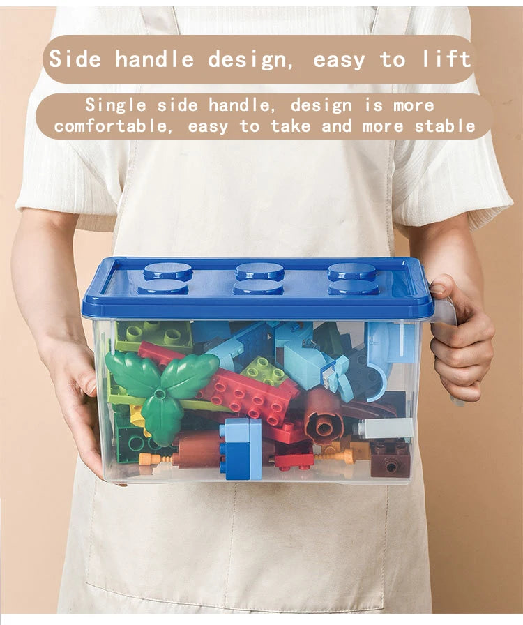 Kids Building Block Dtorage Box With Handle Toys Organizer Household Dust-Proof Storage Box Stackable Block Case Container