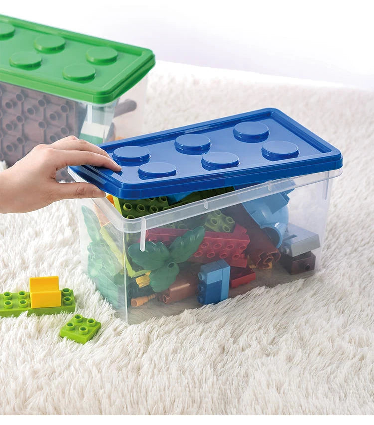 Kids Building Block Dtorage Box With Handle Toys Organizer Household Dust-Proof Storage Box Stackable Block Case Container