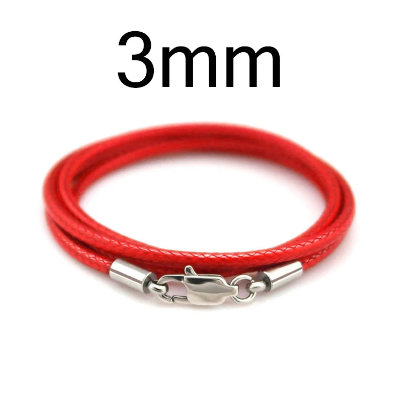 1-3mm Leather Cord Necklace 40-80cm Cord Wax Rope Lace Chain With Stainless Steel Lobster Clasp For DIY Pendant Necklace Jewelry