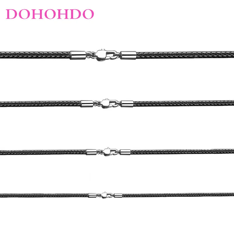 1-3mm Leather Cord Necklace 40-80cm Cord Wax Rope Lace Chain With Stainless Steel Lobster Clasp For DIY Pendant Necklace Jewelry