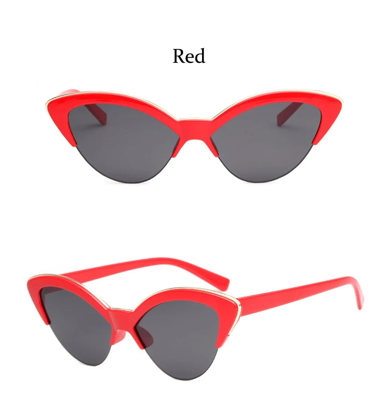Vintage White Cat Eye Sun Glasses For Women Vintage New Fashion Small Half Frame Eyewear Trending Travel Sexy Woman Sunglasses