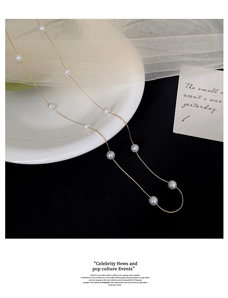 European and American Elegant Double-Layer Pearl String Choker Necklace Korean Fashion Jewelry Sexy Clavicle Chain For Woman
