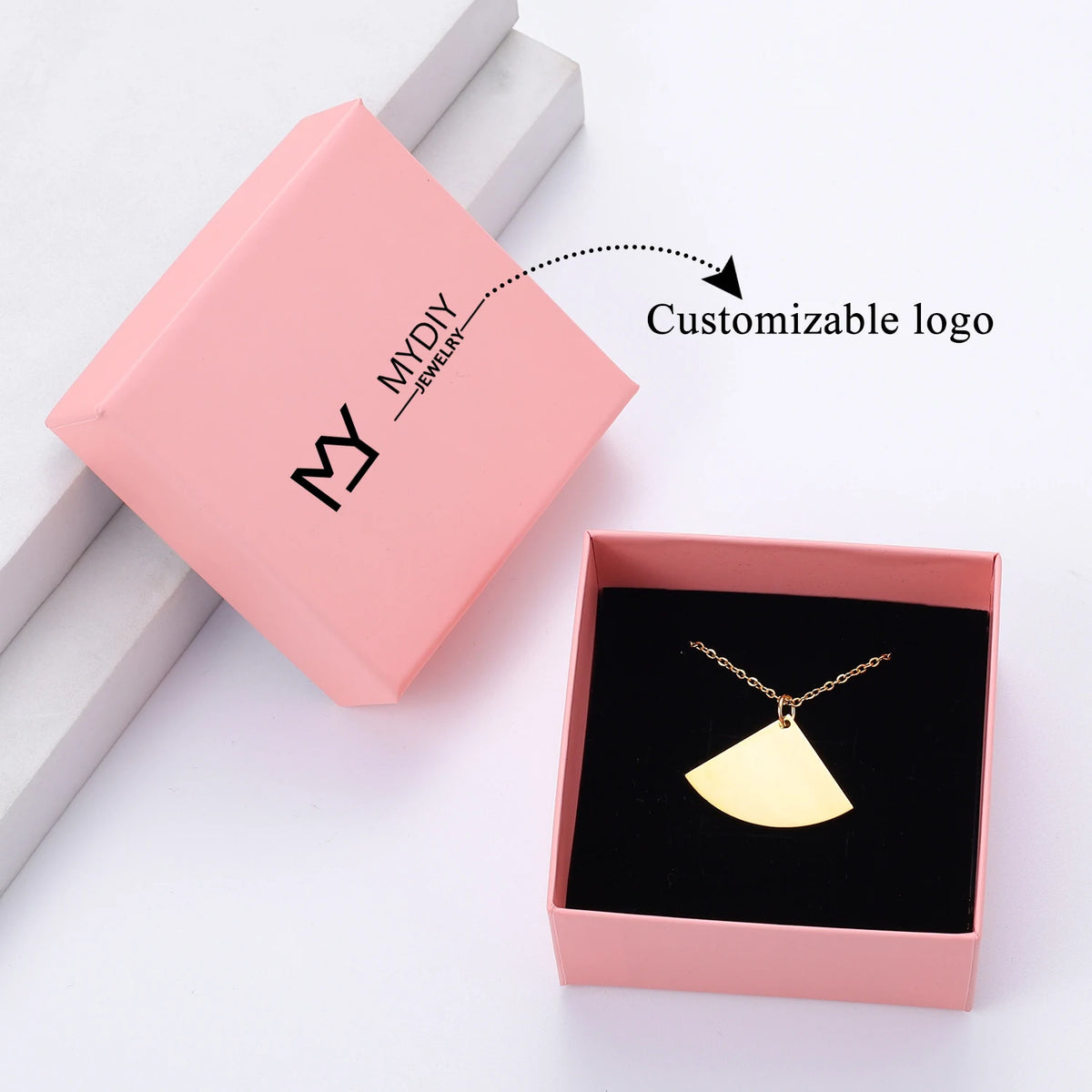 Dainty Initial Tag Necklace 18K Gold Plated Custom Etched Personalized Letter Pendant in Box Chain Gifts For Her  Women Jewelry