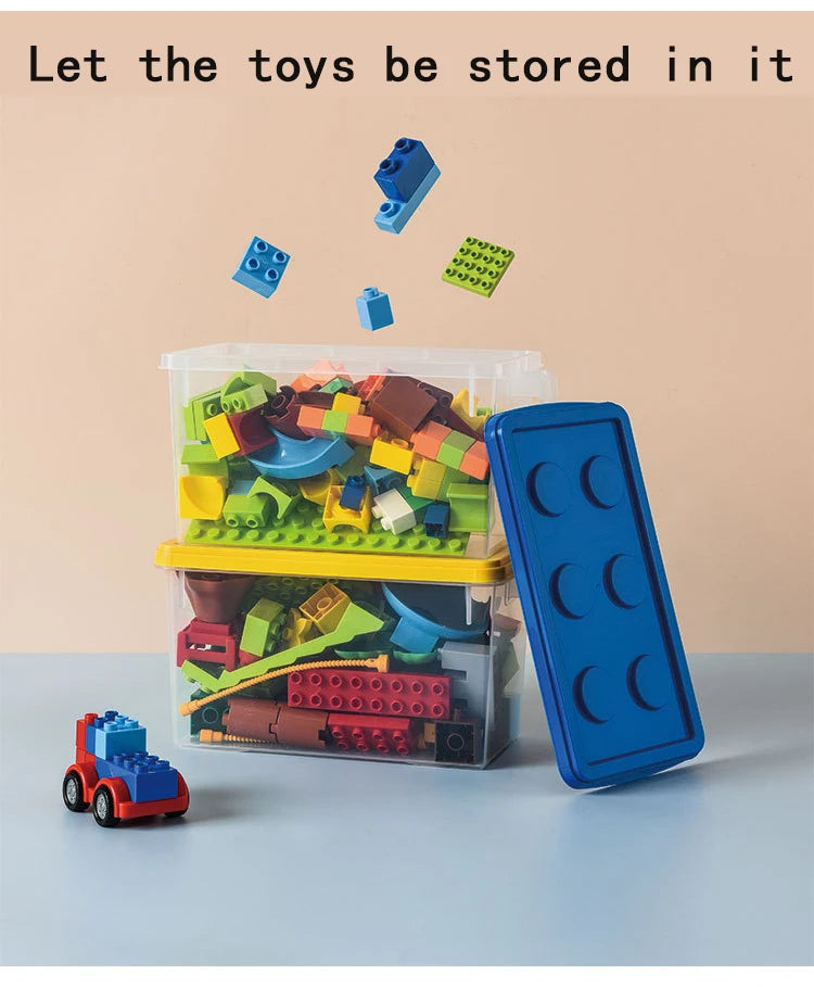 Kids Building Block Dtorage Box With Handle Toys Organizer Household Dust-Proof Storage Box Stackable Block Case Container