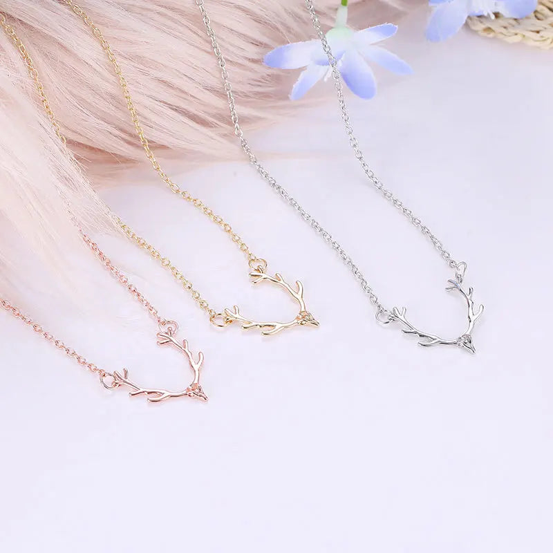 2026 Woozu Vintage Little Antler Deer Head Elk Necklace Cute Pendant Necklace For Mother's Day Gift Charms Choker Jewelry