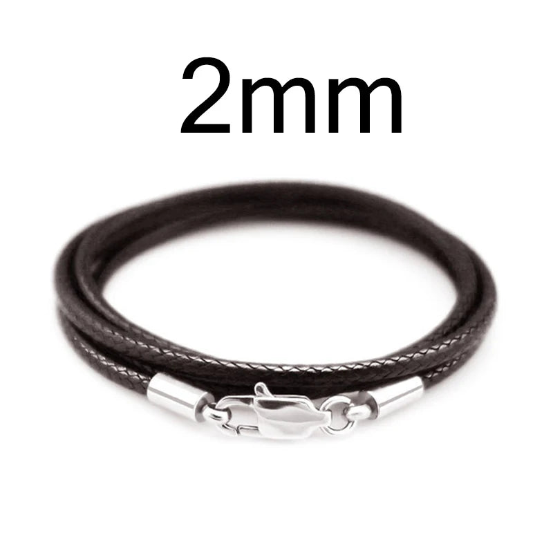 1-3mm Leather Cord Necklace 40-80cm Cord Wax Rope Lace Chain With Stainless Steel Lobster Clasp For DIY Pendant Necklace Jewelry