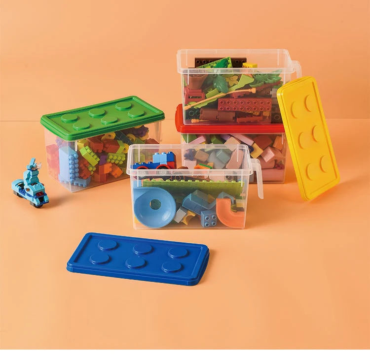 Kids Building Block Dtorage Box With Handle Toys Organizer Household Dust-Proof Storage Box Stackable Block Case Container