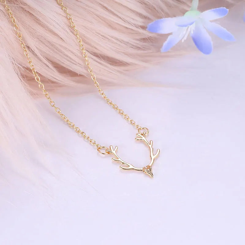 2026 Woozu Vintage Little Antler Deer Head Elk Necklace Cute Pendant Necklace For Mother's Day Gift Charms Choker Jewelry