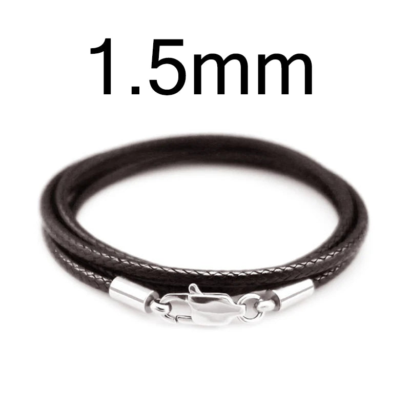 1-3mm Leather Cord Necklace 40-80cm Cord Wax Rope Lace Chain With Stainless Steel Lobster Clasp For DIY Pendant Necklace Jewelry