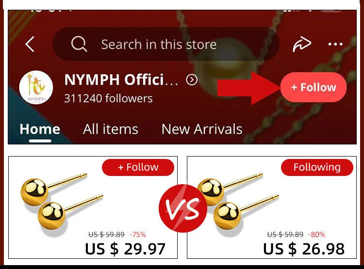 NYMPH Real 18K Gold Stud Earrings Natural freshwater Pearl AU750 Fine Jewelry Anniversary Gift For Women E235-1