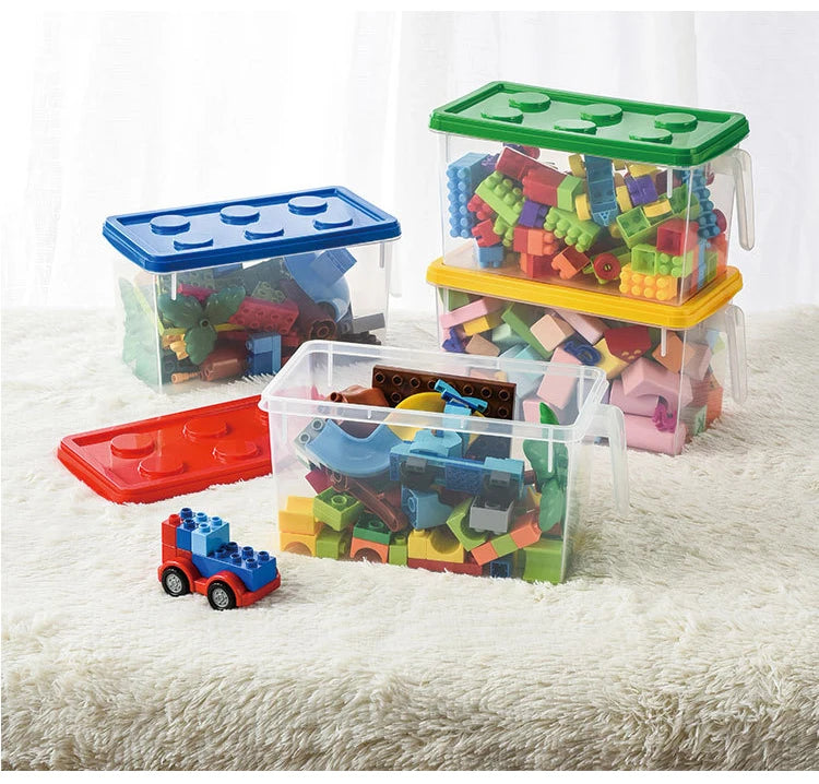 Kids Building Block Dtorage Box With Handle Toys Organizer Household Dust-Proof Storage Box Stackable Block Case Container