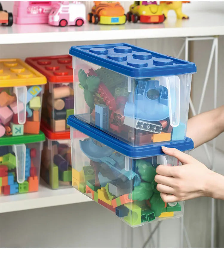 Kids Building Block Dtorage Box With Handle Toys Organizer Household Dust-Proof Storage Box Stackable Block Case Container