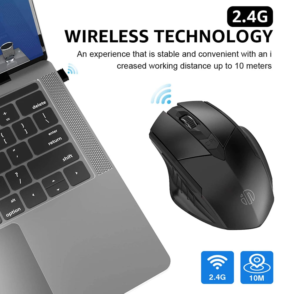 Inphic F1S Rechargeable 2.4G Wireless Mouse Office Mute Ergonomic And Skin-friendly Materials Support PC Laptop Tablet Universal
