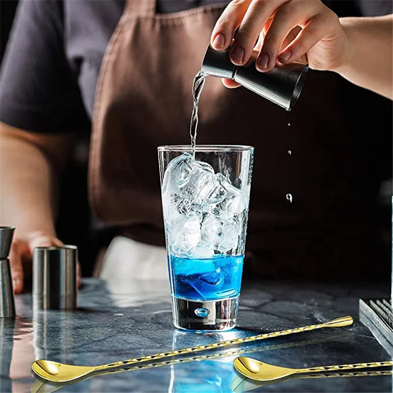 Cocktail Spoon Bar Stirring Spoon Long Handle Stainless Steel Spiral Pattern  Mixing Shaker Spoon, 12 Inch, 4 Colors Bar  Tools