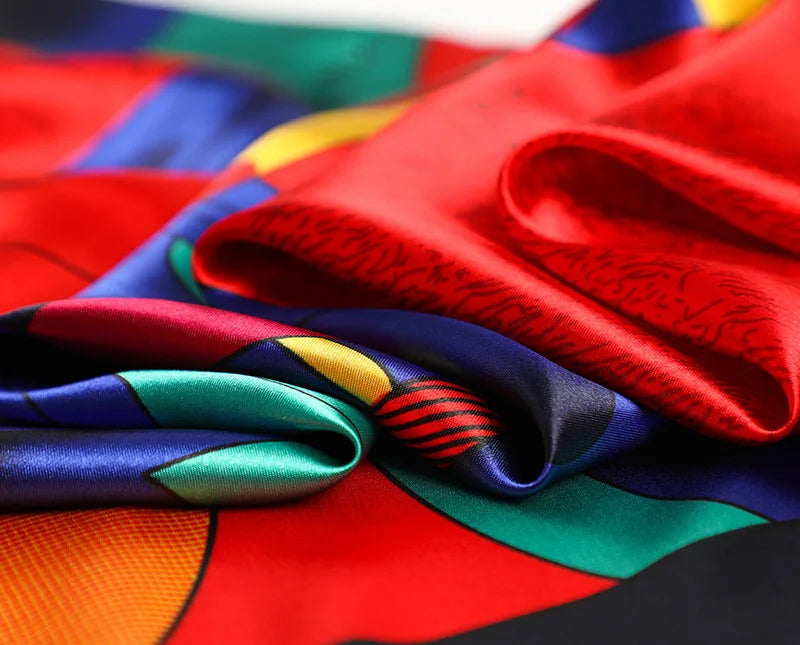 Luxury Brand Silk Satin Square Scarf Women Hijab Bandana Muslim Headscarves Shawl Wrap Ladies Headband Neckerchief Foulard 90cm