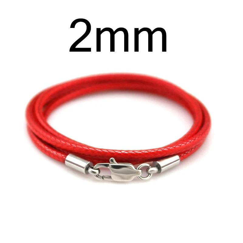 1-3mm Leather Cord Necklace 40-80cm Cord Wax Rope Lace Chain With Stainless Steel Lobster Clasp For DIY Pendant Necklace Jewelry
