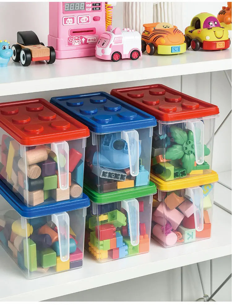 Kids Building Block Dtorage Box With Handle Toys Organizer Household Dust-Proof Storage Box Stackable Block Case Container