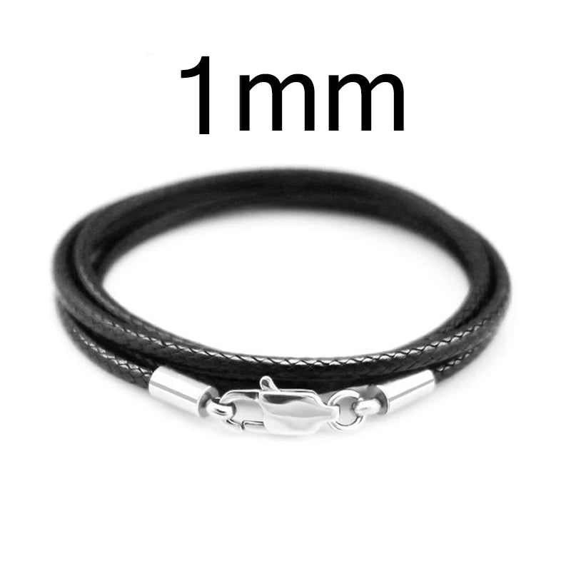 1-3mm Leather Cord Necklace 40-80cm Cord Wax Rope Lace Chain With Stainless Steel Lobster Clasp For DIY Pendant Necklace Jewelry