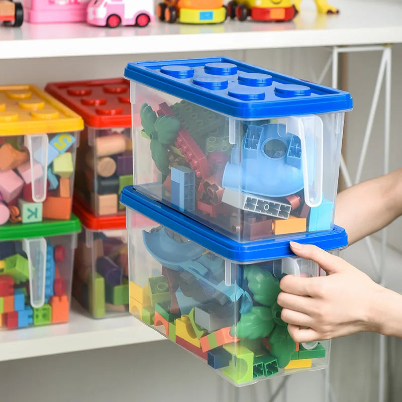 Kids Building Block Dtorage Box With Handle Toys Organizer Household Dust-Proof Storage Box Stackable Block Case Container