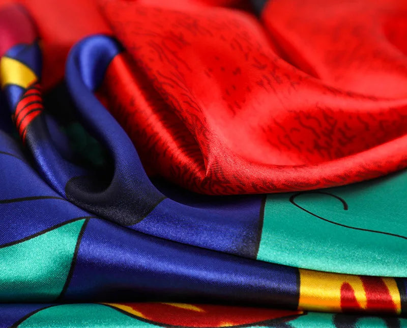 Luxury Brand Silk Satin Square Scarf Women Hijab Bandana Muslim Headscarves Shawl Wrap Ladies Headband Neckerchief Foulard 90cm