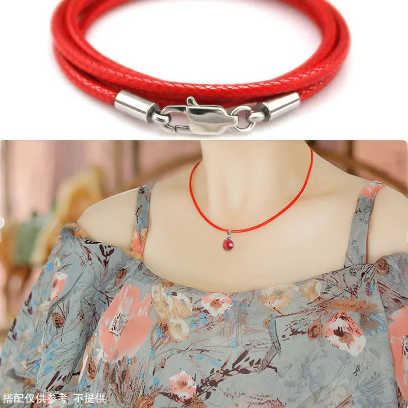 1-3mm Leather Cord Necklace 40-80cm Cord Wax Rope Lace Chain With Stainless Steel Lobster Clasp For DIY Pendant Necklace Jewelry
