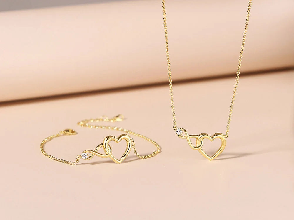 Heart Bracelet for Women Crystal Infinite Love Aesthetic Korean Gold Color Chain Bangles Wedding Accessories Bride Jewelry H058