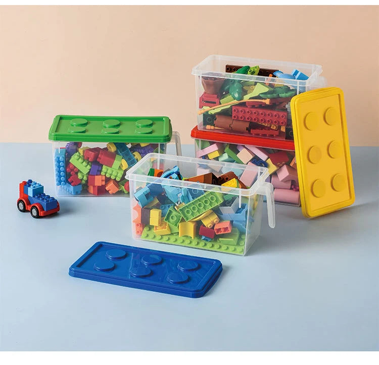 Kids Building Block Dtorage Box With Handle Toys Organizer Household Dust-Proof Storage Box Stackable Block Case Container