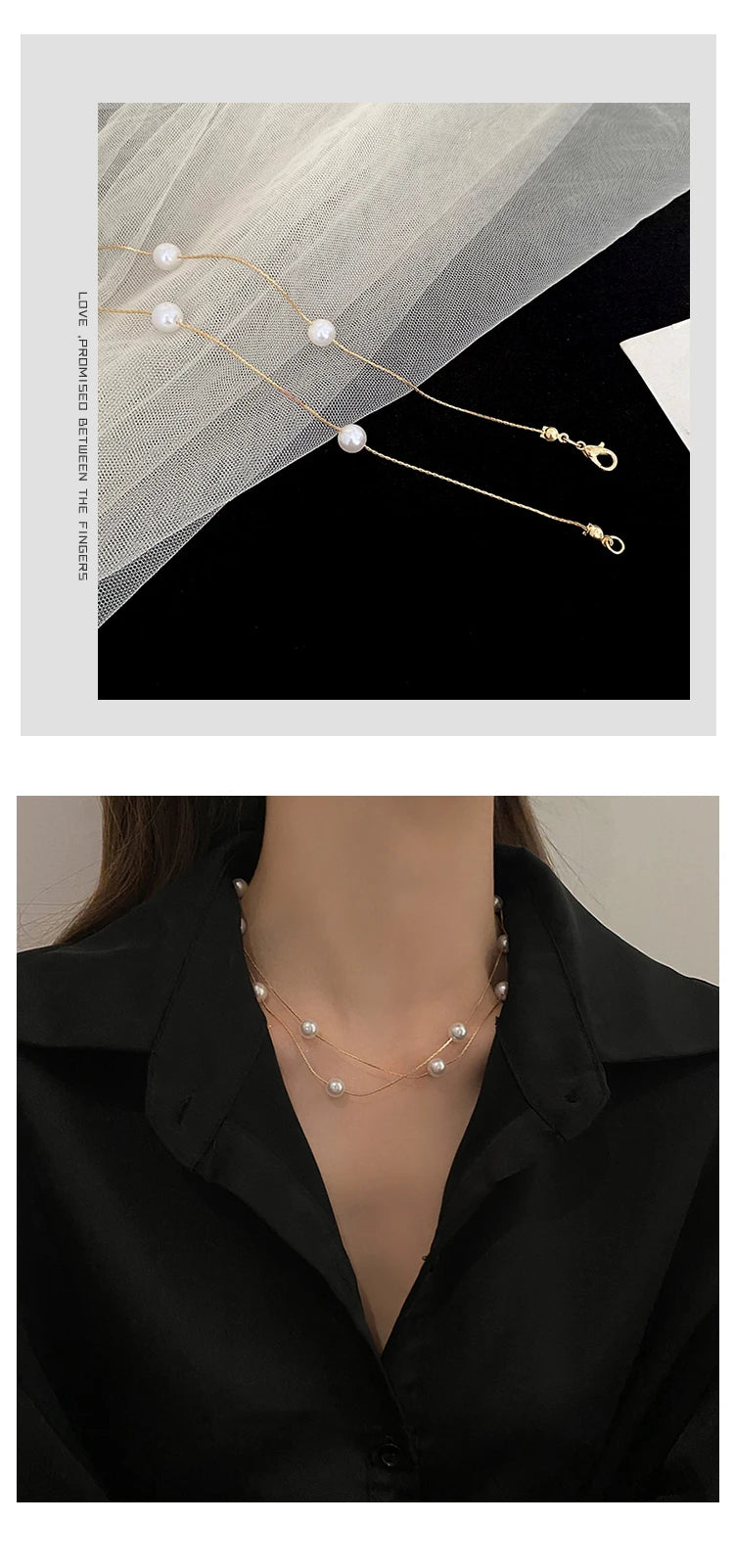 European and American Elegant Double-Layer Pearl String Choker Necklace Korean Fashion Jewelry Sexy Clavicle Chain For Woman
