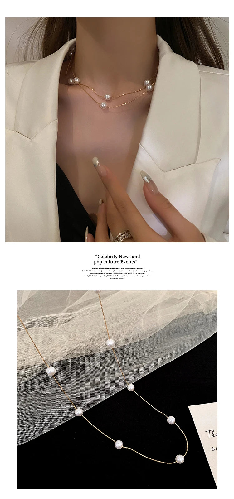 European and American Elegant Double-Layer Pearl String Choker Necklace Korean Fashion Jewelry Sexy Clavicle Chain For Woman