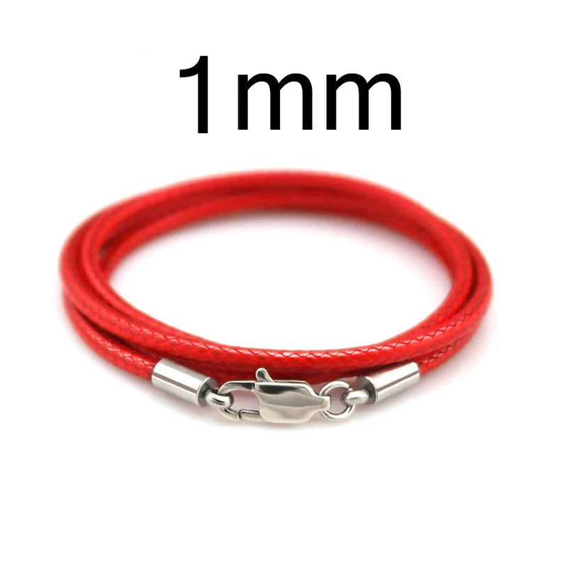 1-3mm Leather Cord Necklace 40-80cm Cord Wax Rope Lace Chain With Stainless Steel Lobster Clasp For DIY Pendant Necklace Jewelry