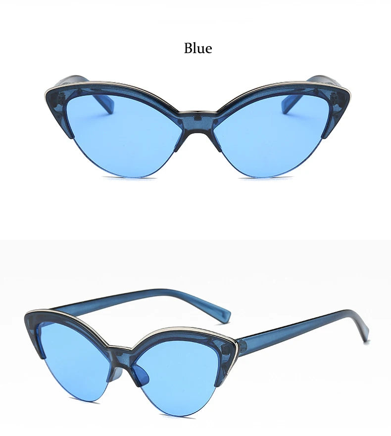 Vintage White Cat Eye Sun Glasses For Women Vintage New Fashion Small Half Frame Eyewear Trending Travel Sexy Woman Sunglasses
