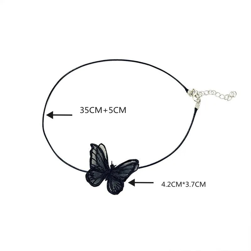 2020 New Simple Women goth Necklace Super Fairy Tale Black Butterfly Necklace Lock Lace choker Necklace for Women Banquet Gift