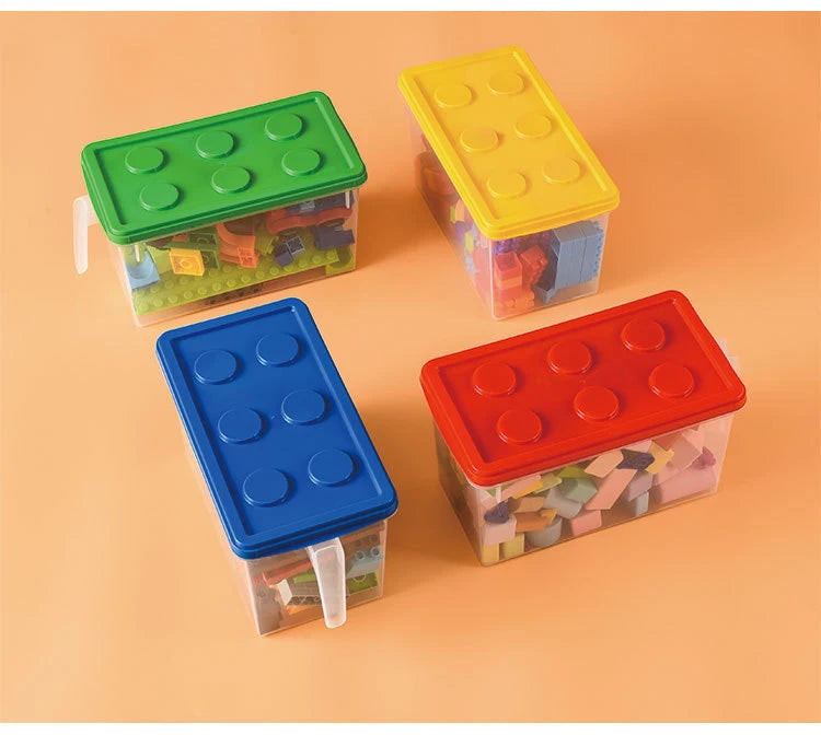 Kids Building Block Dtorage Box With Handle Toys Organizer Household Dust-Proof Storage Box Stackable Block Case Container