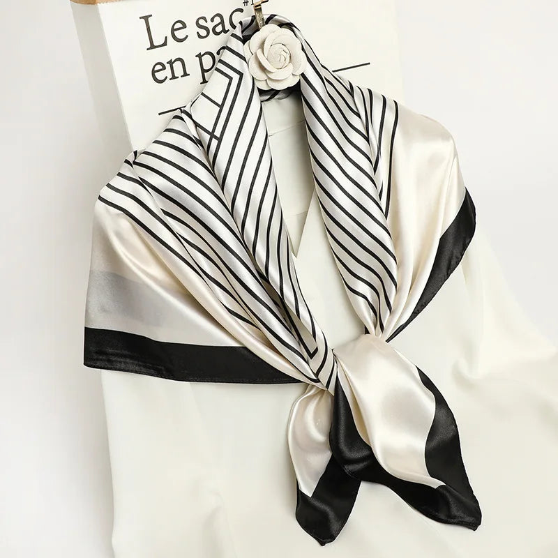 Luxury Brand Silk Satin Square Scarf Women Hijab Bandana Muslim Headscarves Shawl Wrap Ladies Headband Neckerchief Foulard 90cm