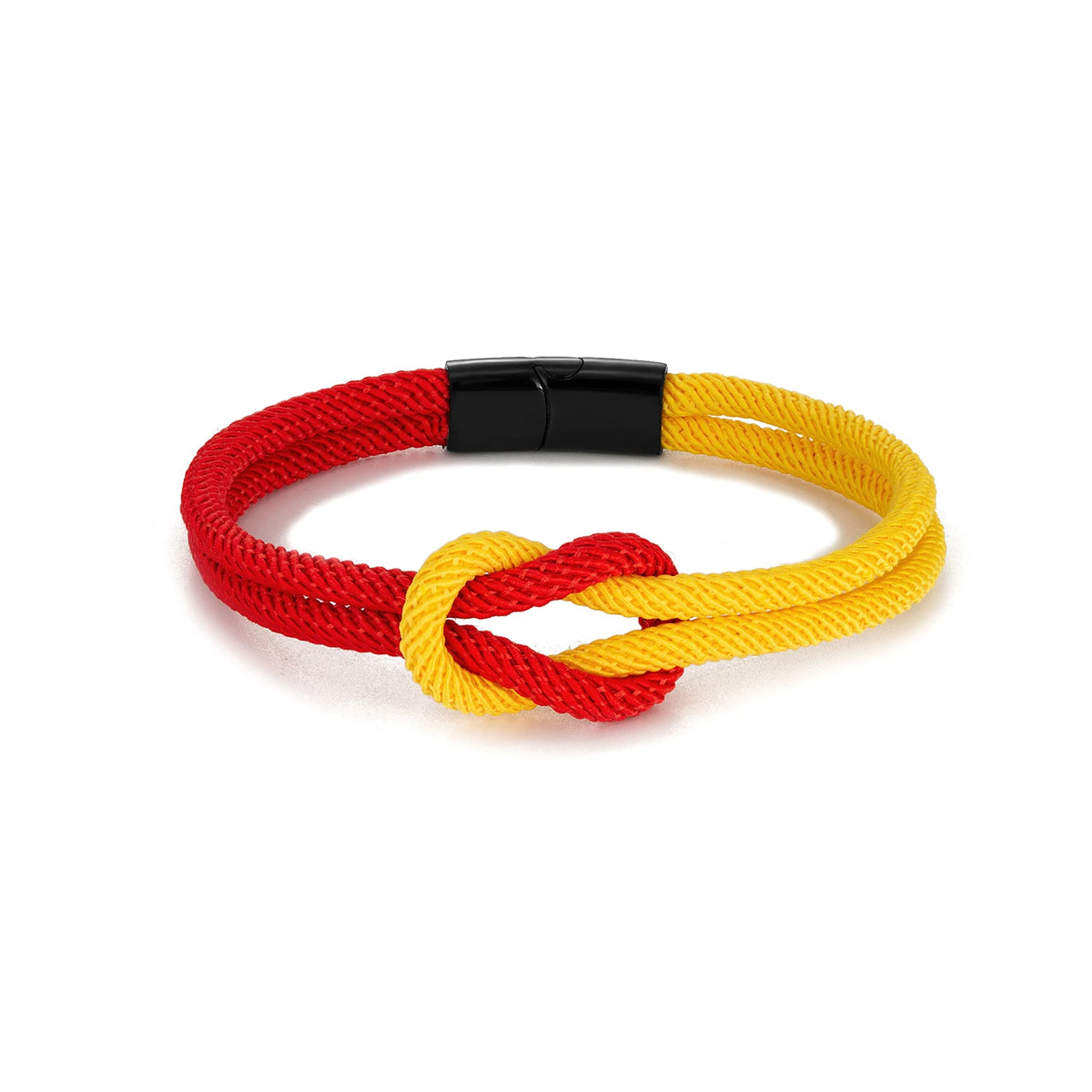 MKENDN Men Double-layer Knotted Rope Bracelet For Women Black Stainless Steel Silder Magnet Buckle Infinity Couple Jewelry