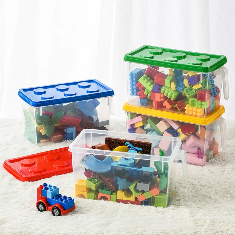 Kids Building Block Dtorage Box With Handle Toys Organizer Household Dust-Proof Storage Box Stackable Block Case Container