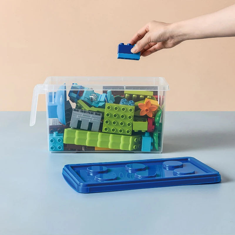 Kids Building Block Dtorage Box With Handle Toys Organizer Household Dust-Proof Storage Box Stackable Block Case Container