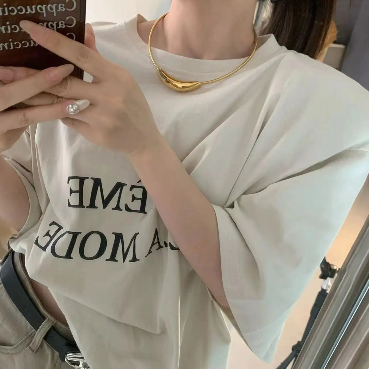 French Retro Design Metal Tube Snake Bone Chain Collar For Women's Exaggerated Stainless Steel Necklace Girls' Colorless Jewelry