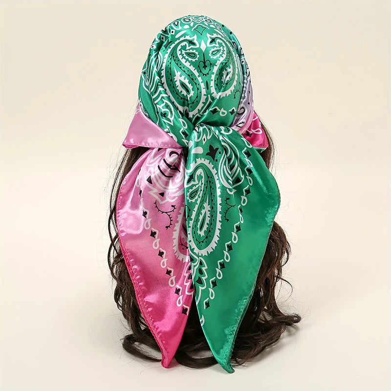Luxury Brand Silk Satin Square Scarf Women Hijab Bandana Muslim Headscarves Shawl Wrap Ladies Headband Neckerchief Foulard 90cm