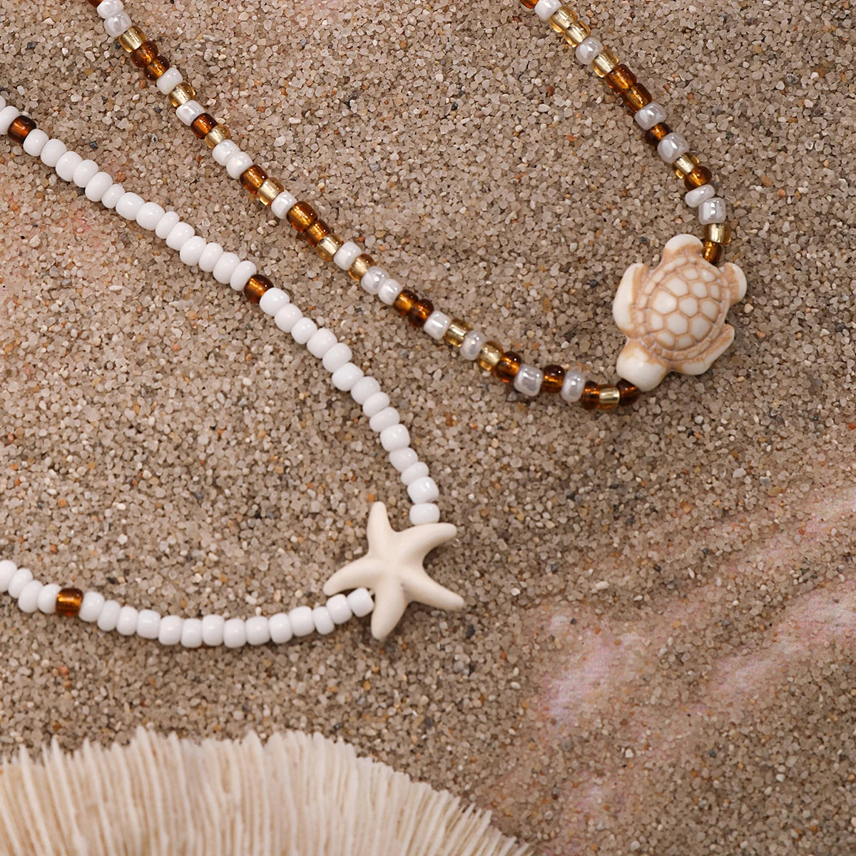 Layered Small Seed Beads Chains with Starfish Turtle Choker Necklace for Women Trendy Collar on Neck 2023 Fashion Jewelry Female