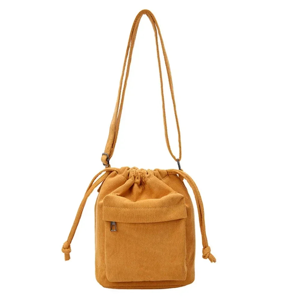 Shoulder Bag New Women Bag Middle Shoulder Bag Korean Style Drawstring Bucket Bag Casual Light Youth Crossbody Bag Whole Sale