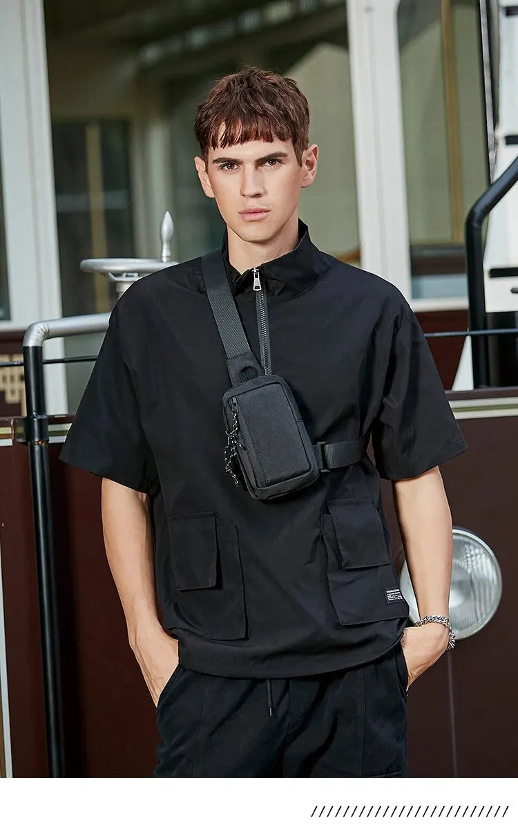 Crossbody Bag Men's Trendy Brand Japanese Street Trend Sports Mini Chest Bag Ins Men's Diagonal Shoulder Bag Simple Cross Bag