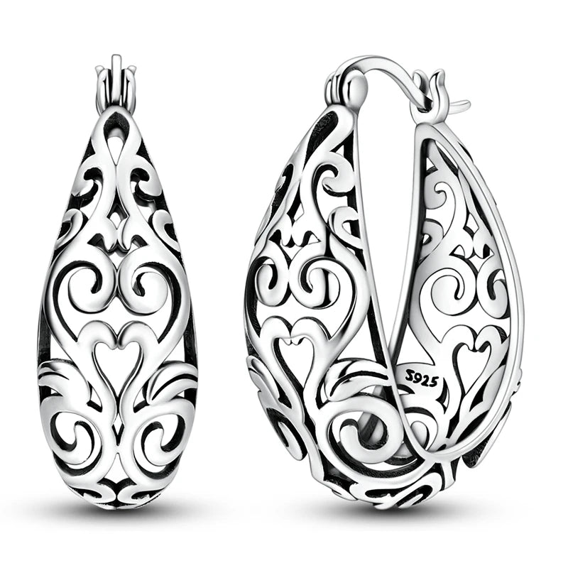 Original 925 Sterling Silver Women Hoop Earrings High Quality Shine Zircon U Shaped Classic Style Earring For Women Jewelry Gift