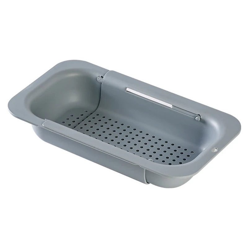 Extendable Over The Sink Colander Strainer Basket for Washing Vegetables Fruits Draining Pasta Drying Dishes Home Kitchen Tool