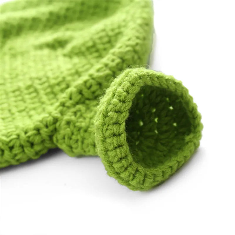 Unisex Balaclava Monster Shrek Hat Wool Winter Warm Knitted Hats  Green Funny Beanie Skullies Cap for Women Men Pure Handmade